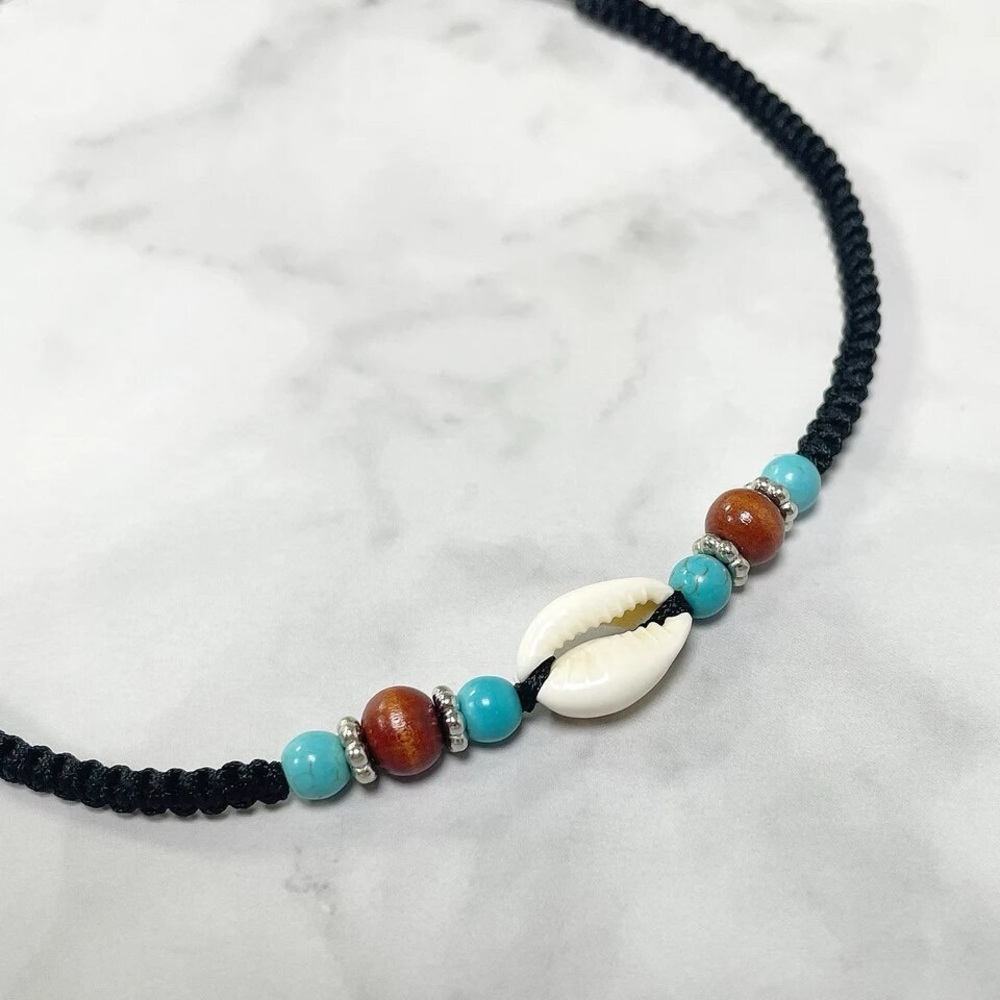 Beach Shell Black Rope Nautical Necklace - Picture 4 of 4